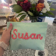 Personalised Seersucker Makeup Bag