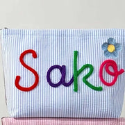 Personalised Seersucker Makeup Bag