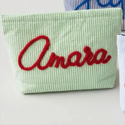 Personalised Seersucker Makeup Bag