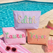 Personalised Seersucker Makeup Bag