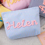 Personalised Seersucker Makeup Bag