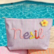Personalised Seersucker Makeup Bag