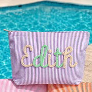 Personalised Seersucker Makeup Bag