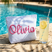 Personalised Seersucker Makeup Bag