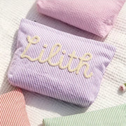 Personalised Seersucker Makeup Bag