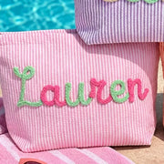 Personalised Seersucker Makeup Bag