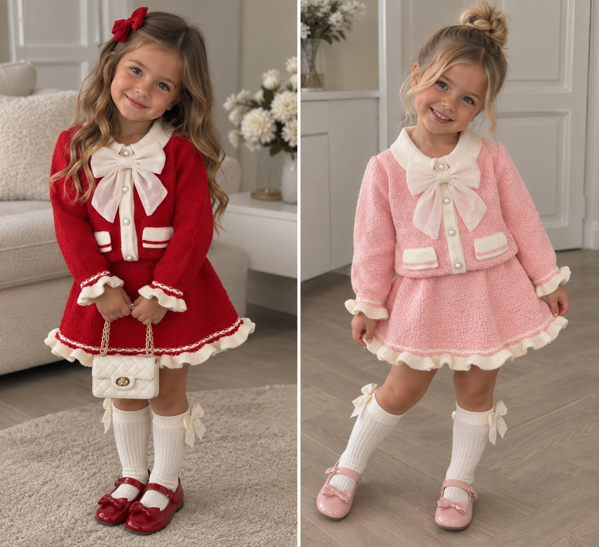 Toddler Kids Girls Knitted Sweater and Skirt Set
