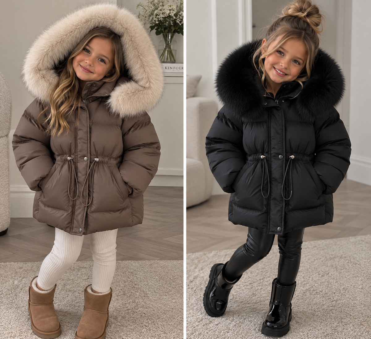 Girls Winter Hooded Padded Parka Jacket