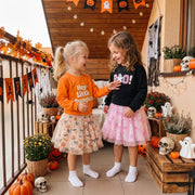 Toddler Kids Girls Halloween Sweatshirt and Tulle Skirt Set
