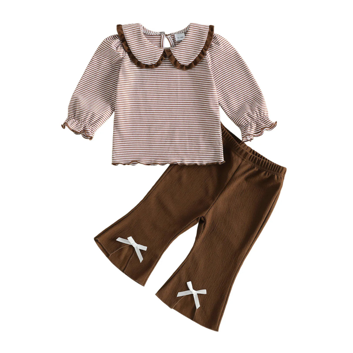 Toddler Kids Girls Fall Stripe Tops and Flare Pants Set