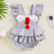 Baby Girls Halloween Lace Patchwork Fly Sleeve Romper Dress