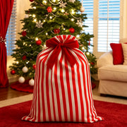 Christmas Striped Drawstring Present Storage Bag