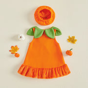 Toddler Kids Girls Halloween Velvet Dress and Hat Set
