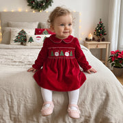 Toddler Baby Girls Christmas Dress Santa Embroidery