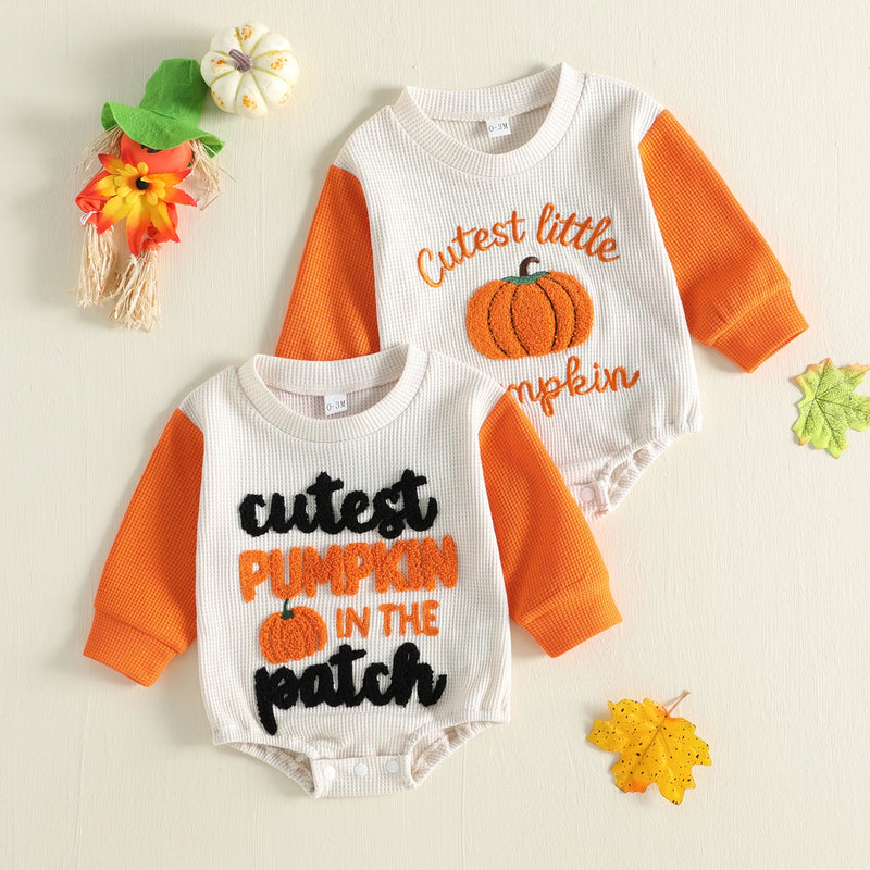 Toddler Baby Boys Girls Halloween Romper Pumpkin Embroidery