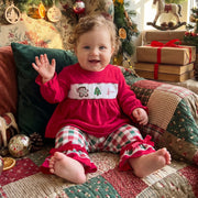 Toddler Baby Girls Christmas Tops and Plaid Pants Set