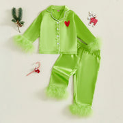 Kids Christmas Satin Pajamas and Pants Set