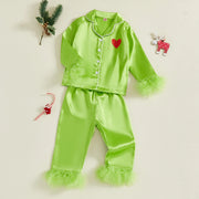 Kids Christmas Satin Pajamas and Pants Set