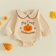 Baby Boys Girls Halloween Embroidery Long Sleeve Romper