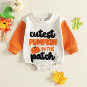 Toddler Baby Boys Girls Halloween Romper Pumpkin Embroidery