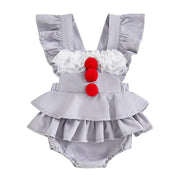 Baby Girls Halloween Lace Patchwork Fly Sleeve Romper Dress