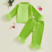 Kids Christmas Satin Pajamas and Pants Set