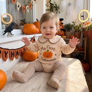 Baby Boys Girls Halloween Embroidery Long Sleeve Romper