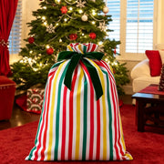 Christmas Striped Drawstring Present Storage Bag