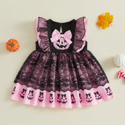 Toddler Kids Girls Halloween Dress Pumpkin Applique