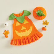 Toddler Kids Girls Halloween Velvet Dress and Hat Set