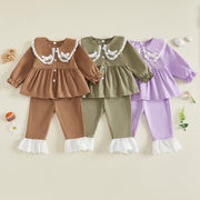 Toddler Girls Fall Shirt and Flare Pants Set
