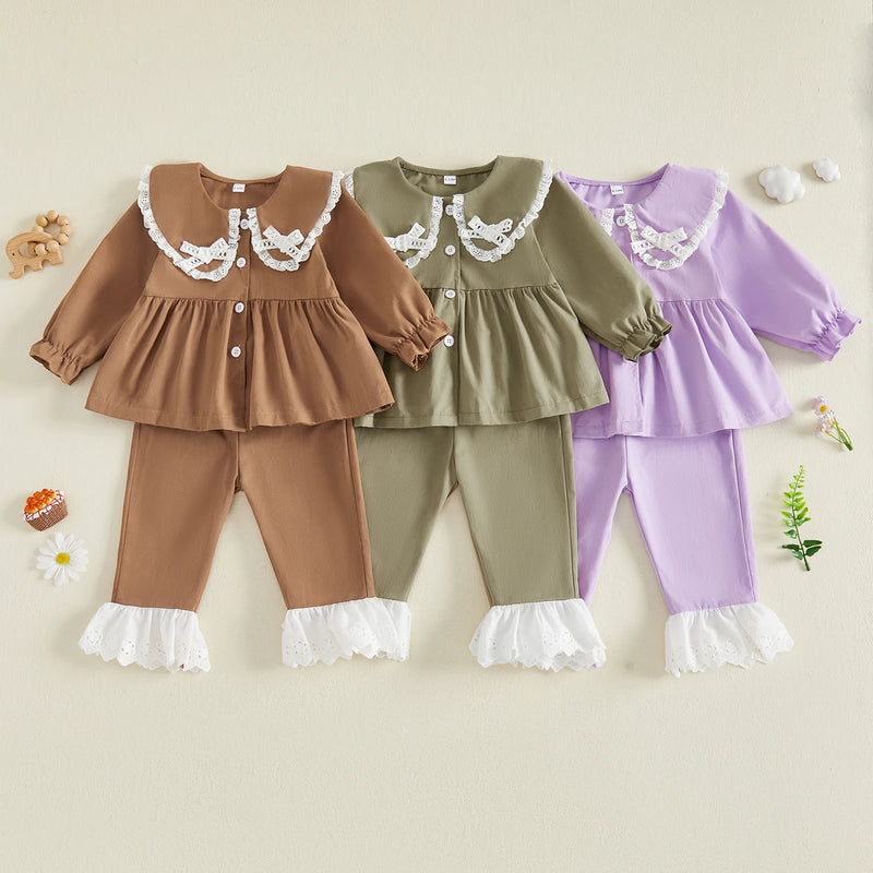 Toddler Girls Fall Shirt and Flare Pants Set