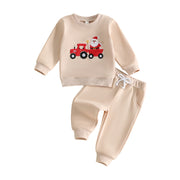 Toddler Boys Christmas Sweatshirt and Pants Set Embroidery