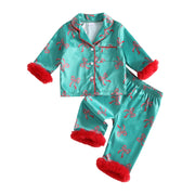 Toddler Baby Girls Christmas Satin Tops and Pants Set