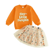 Toddler Kids Girls Halloween Sweatshirt and Tulle Skirt Set