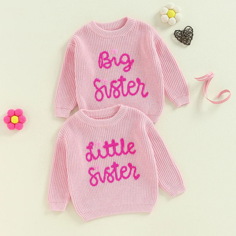 Toddler Baby Girls Sweater Letters Embroidery