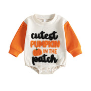 Toddler Baby Boys Girls Halloween Romper Pumpkin Embroidery