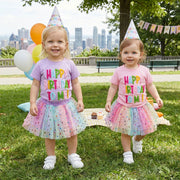 Toddler Baby Girls Birthday Tops and Tulle Skirt Set