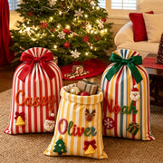 Christmas Striped Drawstring Present Storage Bag