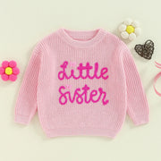 Toddler Baby Girls Sweater Letters Embroidery