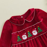 Toddler Baby Girls Christmas Dress Santa Embroidery