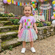 Toddler Baby Girls Birthday Tops and Tulle Skirt Set