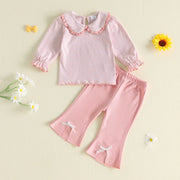 Toddler Kids Girls Fall Stripe Tops and Flare Pants Set