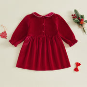 Toddler Baby Girls Christmas Dress Santa Embroidery