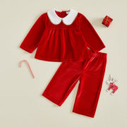 Toddler Baby Girls Christmas Long Sleeve Tops and Pants Set