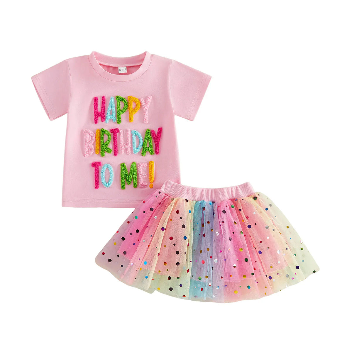Toddler Baby Girls Birthday Tops and Tulle Skirt Set