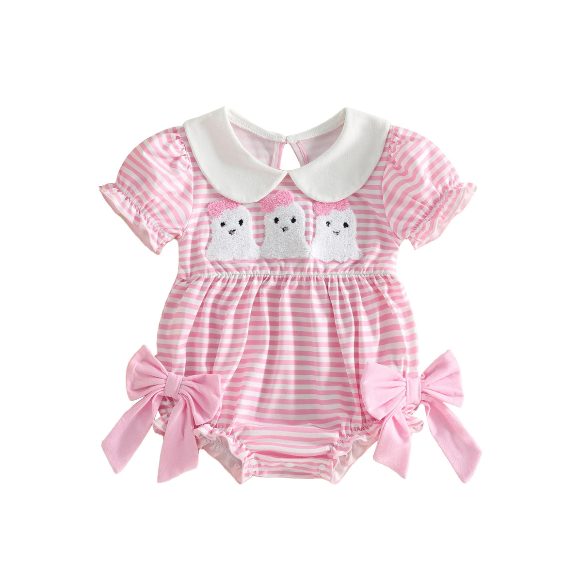 Baby Girls Halloween Romper Ghost Embroidery