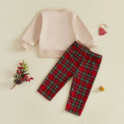 Toddler Boys Christmas Tops and Plaid Pants Set
