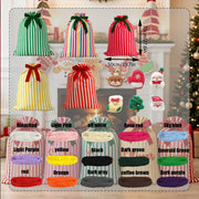 Christmas Striped Drawstring Present Storage Bag