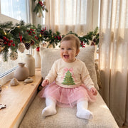 Toddler Baby Girls Christmas Sweatshirt and Skirt Set with Headband